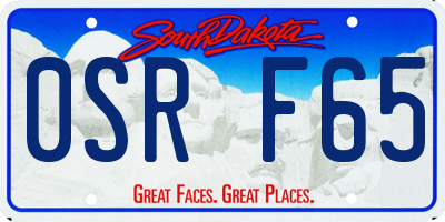 SD license plate 0SRF65