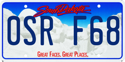 SD license plate 0SRF68