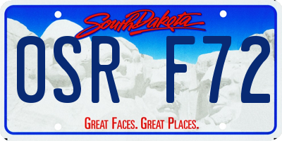 SD license plate 0SRF72