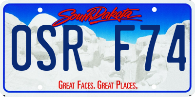 SD license plate 0SRF74