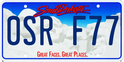 SD license plate 0SRF77