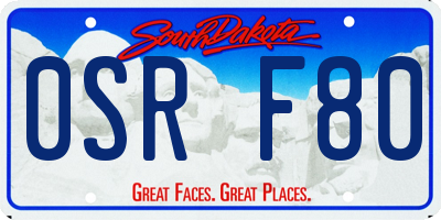SD license plate 0SRF80