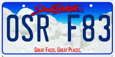 SD license plate 0SRF83