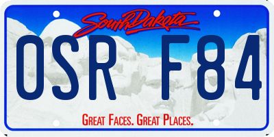 SD license plate 0SRF84