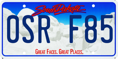 SD license plate 0SRF85