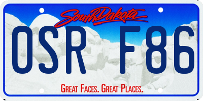 SD license plate 0SRF86