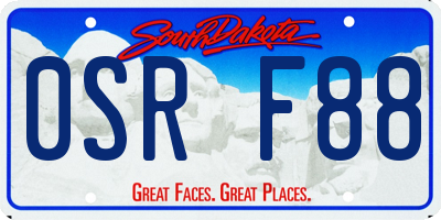 SD license plate 0SRF88