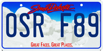 SD license plate 0SRF89