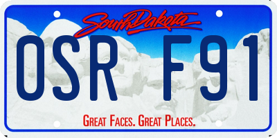 SD license plate 0SRF91