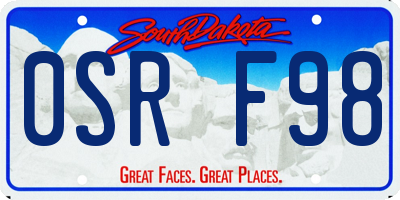 SD license plate 0SRF98