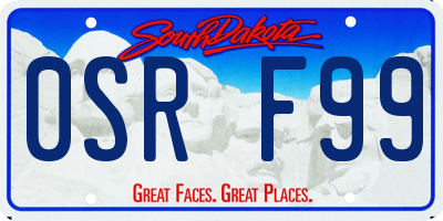 SD license plate 0SRF99
