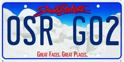 SD license plate 0SRG02