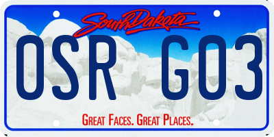 SD license plate 0SRG03