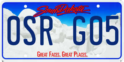 SD license plate 0SRG05