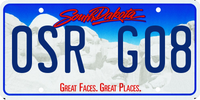 SD license plate 0SRG08