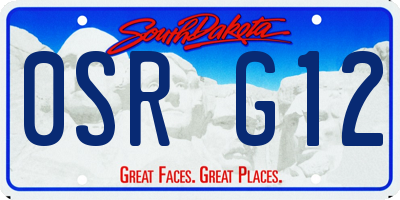 SD license plate 0SRG12