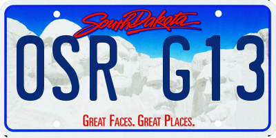 SD license plate 0SRG13