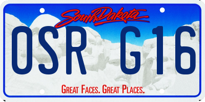 SD license plate 0SRG16