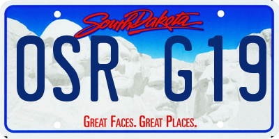 SD license plate 0SRG19