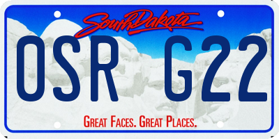 SD license plate 0SRG22