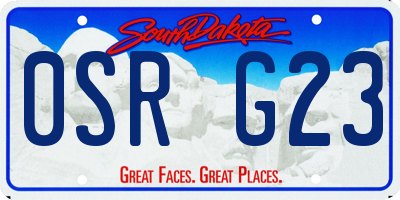 SD license plate 0SRG23