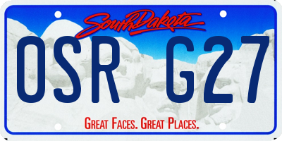 SD license plate 0SRG27