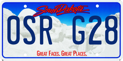 SD license plate 0SRG28