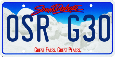 SD license plate 0SRG30