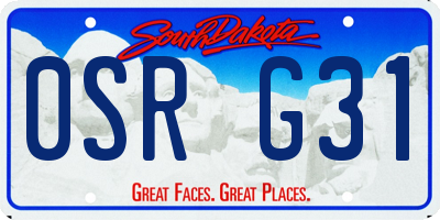 SD license plate 0SRG31