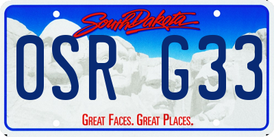 SD license plate 0SRG33