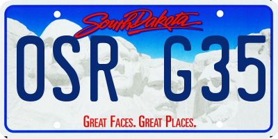 SD license plate 0SRG35