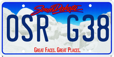 SD license plate 0SRG38