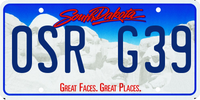 SD license plate 0SRG39