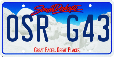 SD license plate 0SRG43