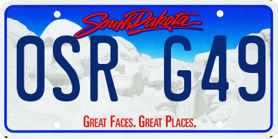 SD license plate 0SRG49