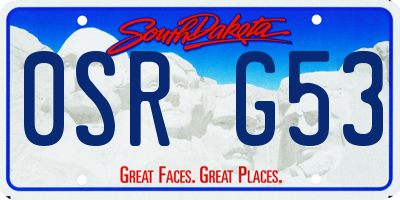 SD license plate 0SRG53