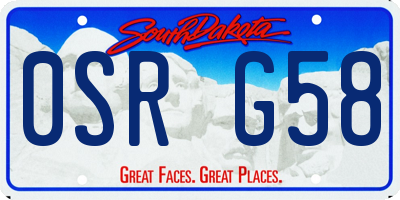 SD license plate 0SRG58