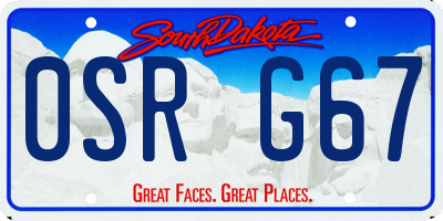 SD license plate 0SRG67