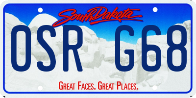 SD license plate 0SRG68