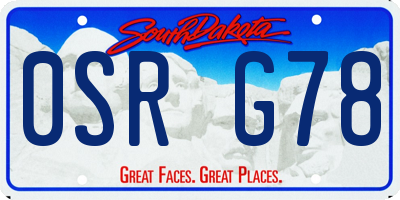 SD license plate 0SRG78