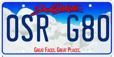SD license plate 0SRG80