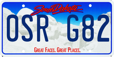 SD license plate 0SRG82