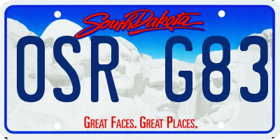 SD license plate 0SRG83