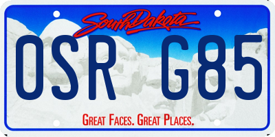 SD license plate 0SRG85