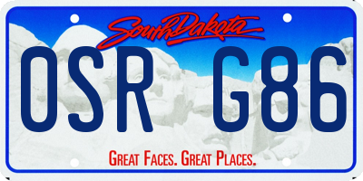 SD license plate 0SRG86