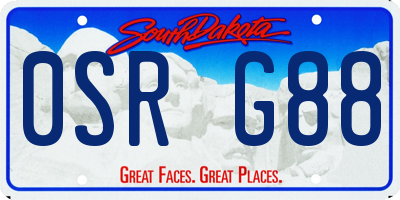 SD license plate 0SRG88