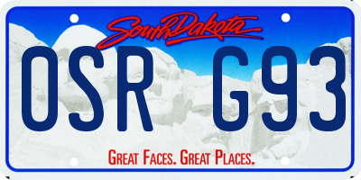 SD license plate 0SRG93