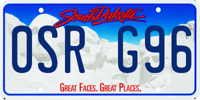 SD license plate 0SRG96