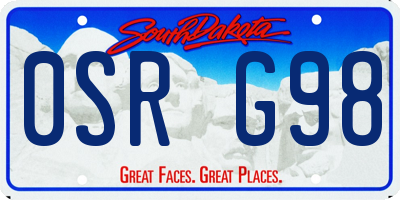 SD license plate 0SRG98