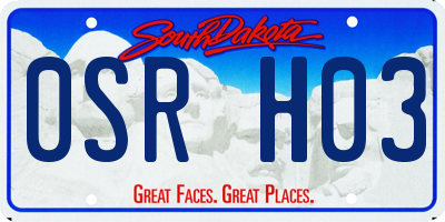 SD license plate 0SRH03